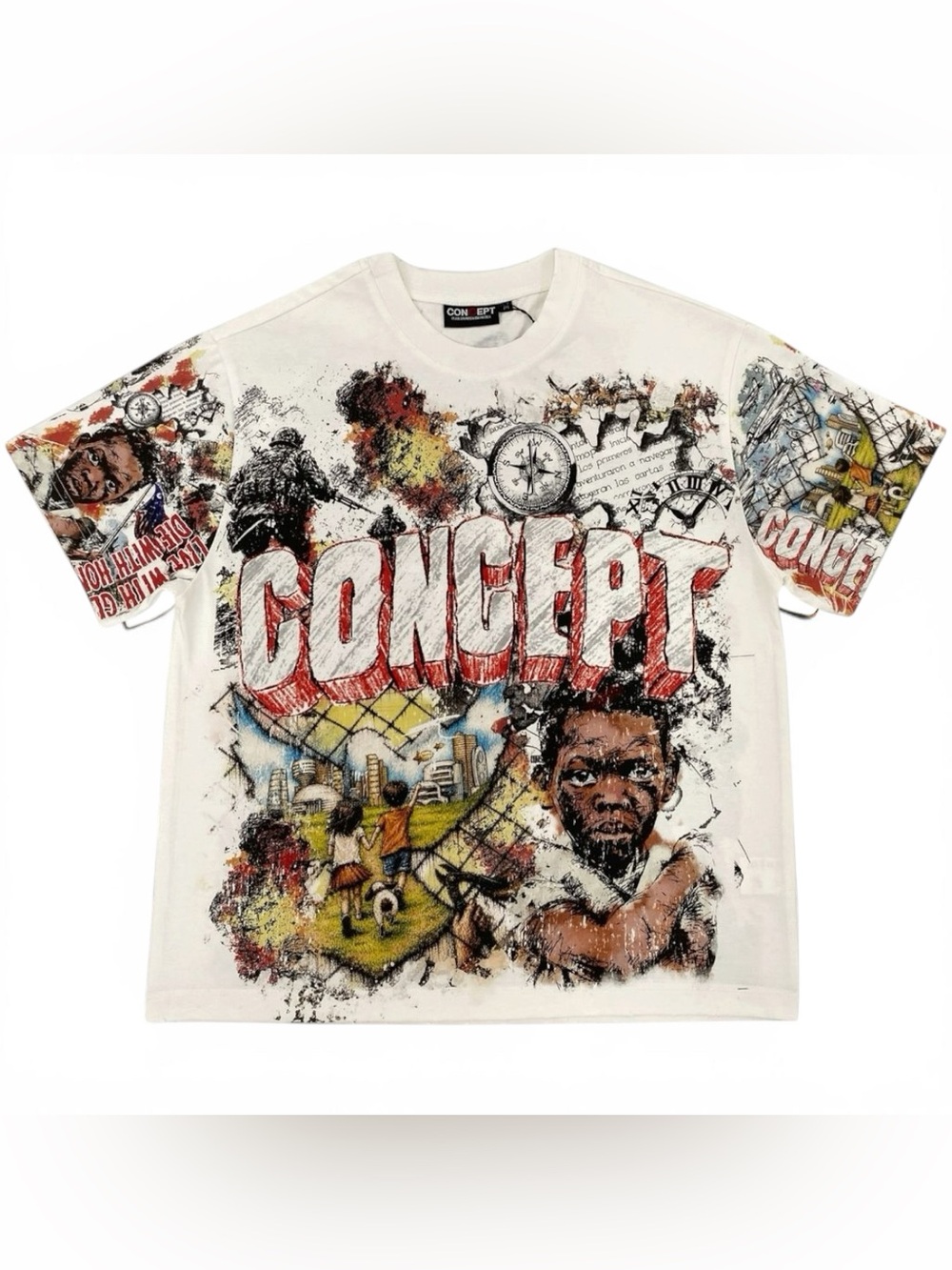 Concept Graphic Honors Tee- White with Multicolor Print